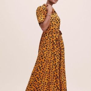 Anthropologie Mustard Yellow and Black Printed Maxi Dress
